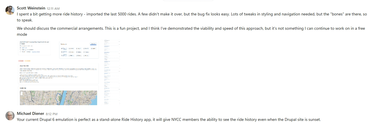 Michael Diener to Scott, Jan 14 2025: “perfect as a stand-alone Ride History app”