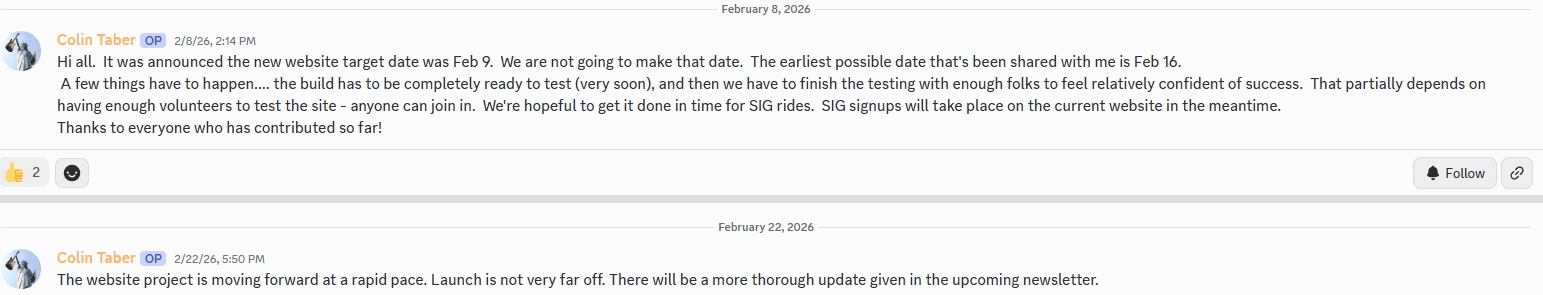 Colin’s February updates